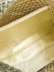 Dune London Gold Deliberate Large Woven Slouch Bag - Image 4 of 5