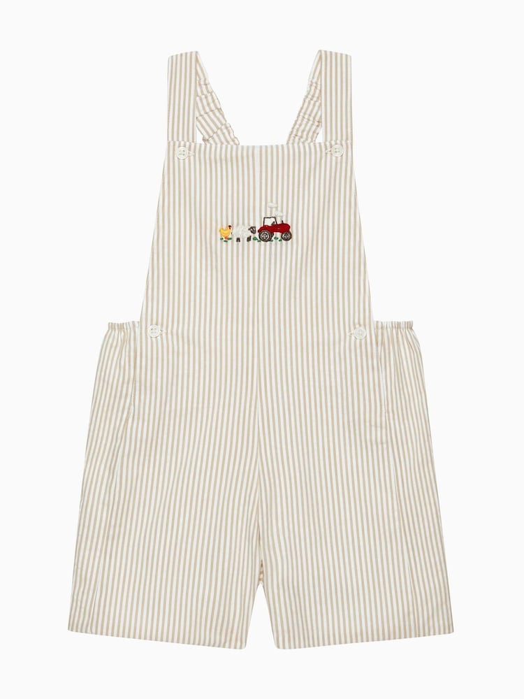 Trotters London Little Natural Farm Alexander Bib 100% Cotton Shorts - Image 1 of 3