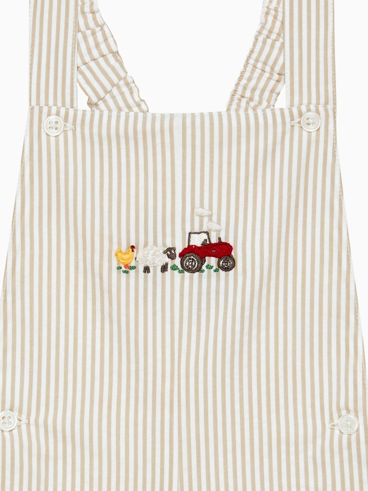 Trotters London Little Natural Farm Alexander Bib 100% Cotton Shorts - Image 3 of 3
