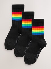 Little Bird by Jools Oliver Bright Rainbow Stripe Tube Socks 3 Pack - Image 1 of 6