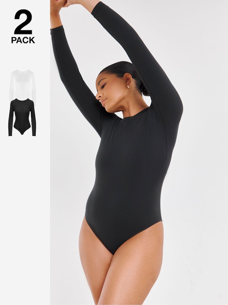 Simply Be Smoothing Long Sleeve Bodysuits 2 Pack - Imagen 1 de 4