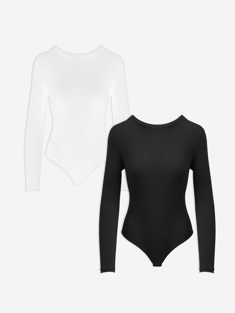 Simply Be Smoothing Long Sleeve Bodysuits 2 Pack - Imagen 4 de 4