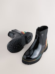 Little Bird by Jools Oliver Black Older Rainbow Patent Chunky Chelsea Boots - Image 5 of 5
