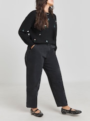 Simply Be Black Rose Embroidered Jumper - Image 4 of 4