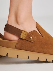 Simply Be Natural Suede Chunky Mules In Extra Wide Fit - Image 3 of 4