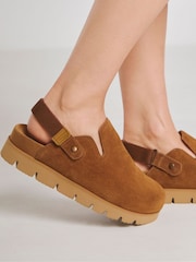 Simply Be Natural Suede Chunky Mules In Extra Wide Fit - Image 4 of 4
