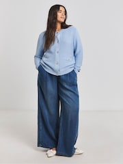 Simply Be Blue Boxy Contrast Cardigan - Image 1 of 4