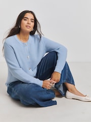 Simply Be Blue Boxy Contrast Cardigan - Image 3 of 4