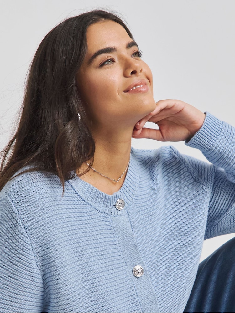 Simply Be Blue Boxy Contrast Cardigan - Image 4 of 4