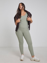 Simply Be Green Ribbed Tank Top - Image 3 of 4
