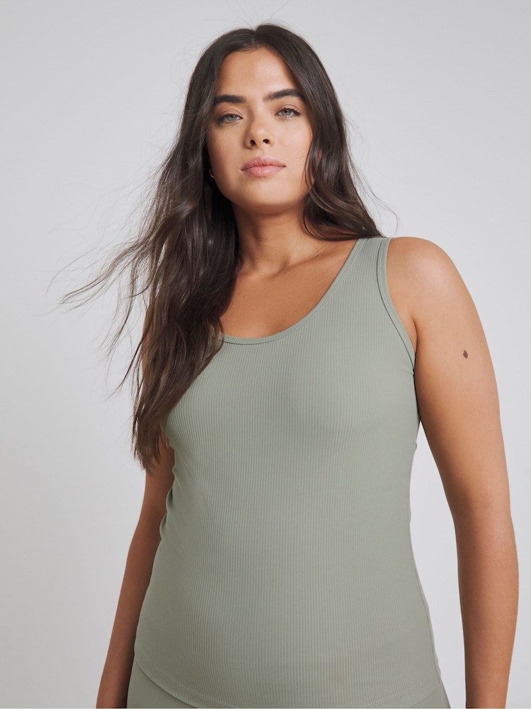 Simply Be Green Ribbed Tank Top - Image 4 of 4