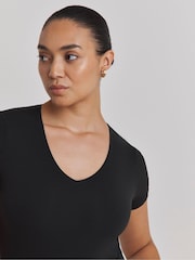 Simply Be Black Smoothing V-Neck T-Shirt Bodysuits 2 Pack - Image 3 of 5