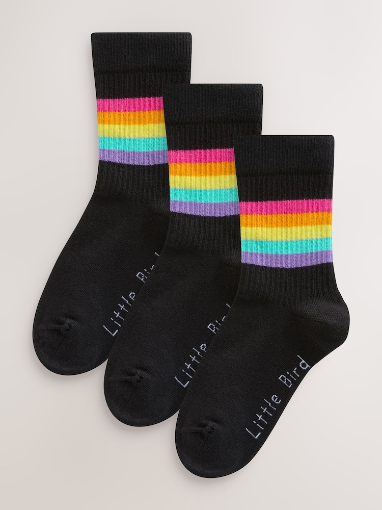 Little Bird by Jools Oliver Pastel Rainbow Stripe Tube Socks 3 Pack - Image 1 of 6