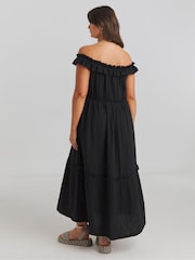 Simply Be Black Beach To Beach Cheesecloth Maxi Bardot Cover-Up - Image 2 of 4