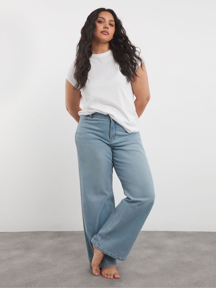 Simply Be Blue Ground 24/7 Wide Leg Jeans - Image 1 of 4