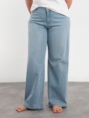 Simply Be Blue Ground 24/7 Wide Leg Jeans - Image 4 of 4
