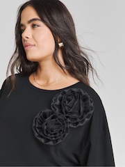 Simply Be Black Rosette 100% Cotton T-Shirt - Image 4 of 4