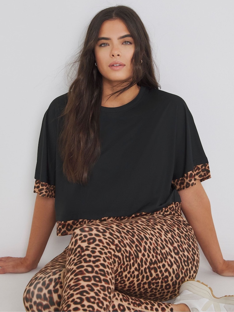 Simply Be Leopard Print Active T-Shirt - Imagen 1 de 4