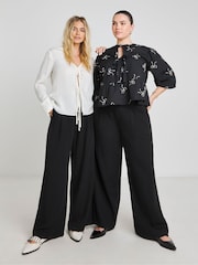 Simply Be Black Draped Wide Leg Jeans With Tencel TM Lyocell - Image 5 of 5