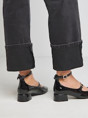 Simply Be Black Mary Jane Ankle Strap Block Heel Shoes In Extra Wide Fit - Image 3 of 4