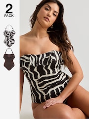 Simply Be Brown Value Swimsuits 2 Pack - Image 1 of 5
