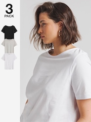 Simply Be Short Sleeve Slash Neck 100% Cotton Tops 3 Pack - Imagen 1 de 4