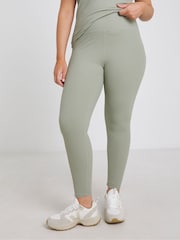 Simply Be Green Ribbed Leggings - Image 3 of 4