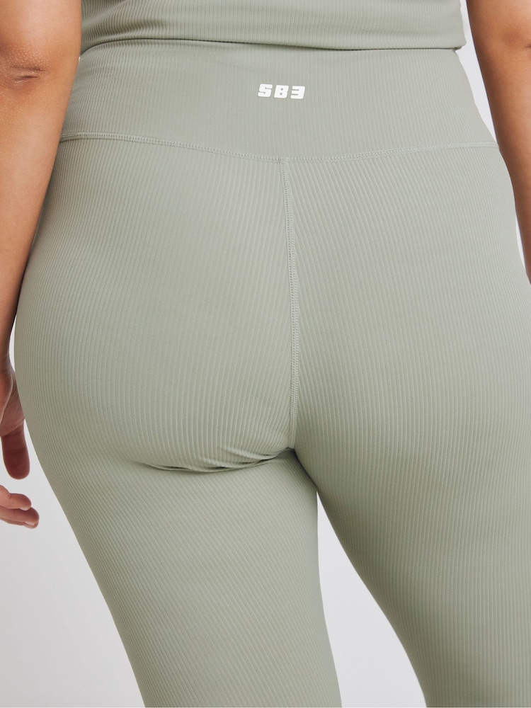 Simply Be Green Ribbed Leggings - Image 4 of 4