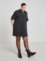 Simply Be Black Boxy Short Denim Dress - Image 1 of 4