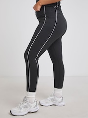Simply Be Black Piping Active Leggings - Image 3 of 4