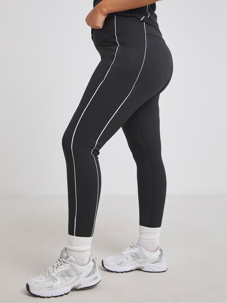 Simply Be Black Piping Active Leggings - Image 3 of 4