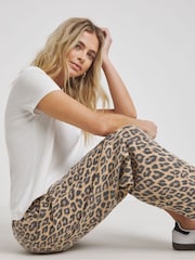 Simply Be Brown Leopard Print Denim Barrel Leg Jeans - Image 4 of 4