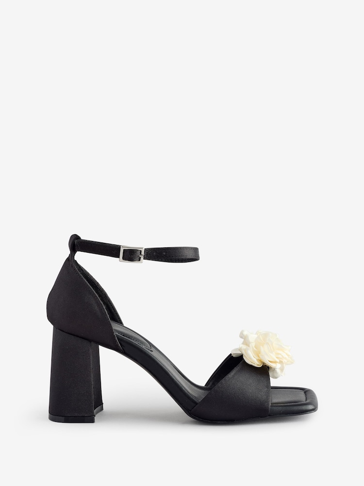 JD Williams Black Corsarge Trim Heeled Sandals In Extra Wide Fit - Image 5 of 5