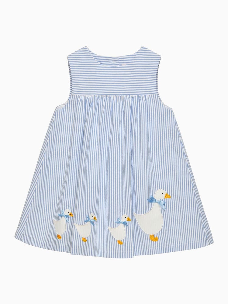 Vestido pichi de algodón 100 % a rayas en azul pato de Trotters London - Imagen 1 de 3 Vestido pichi de algodón 100 % a rayas en azul pato de Trotters London - Imagen 1 de 3