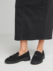 Simply Be Black Tassle Chunky Loafers In Wide Fit - Image 1 of 4