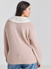 Simply Be Blush Pink Crochet Collar Detail Jumper - Image 2 of 4