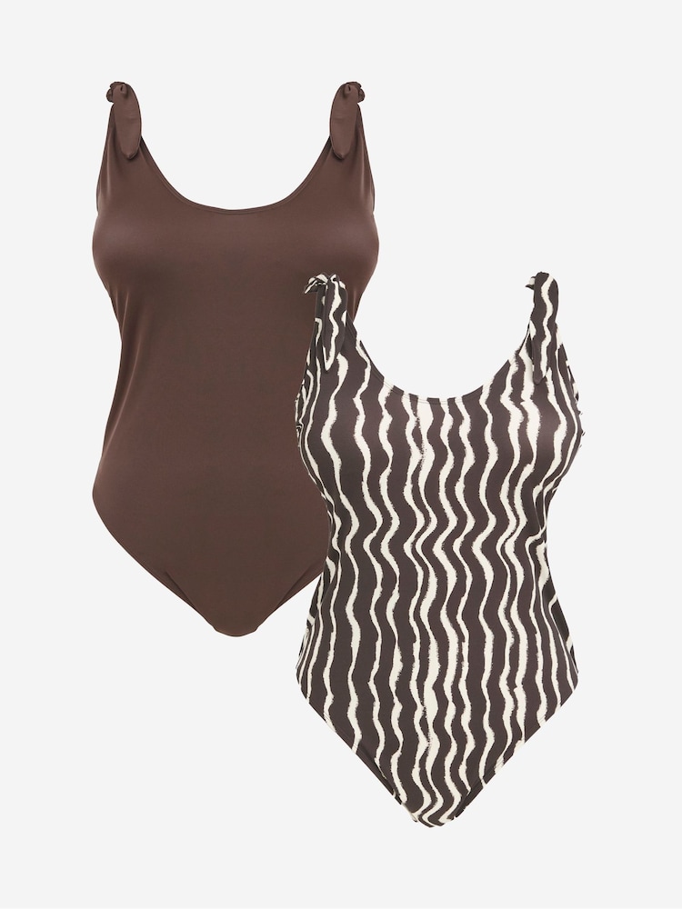 Simply Be Brown Value Swimsuits 2 Pack - Image 5 of 5 Simply Be Brown Value Swimsuits 2 Pack - Image 5 of 5