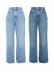 Threadbare Blue Wide Straight Leg Jeans 2 Pack - Image 1 of 5