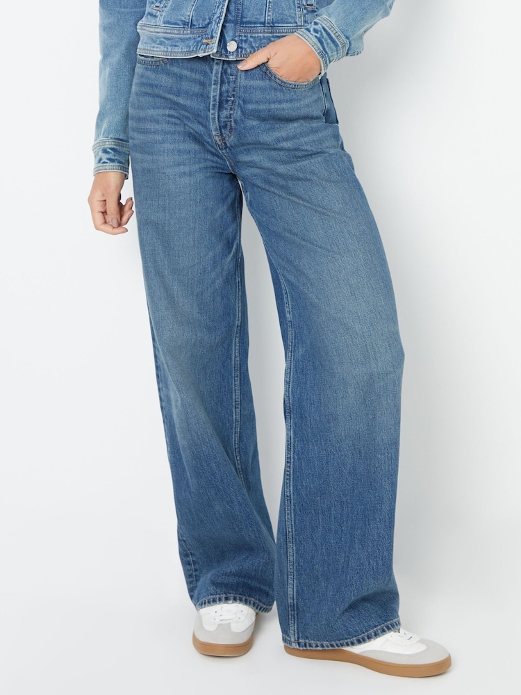 Threadbare Mid Blue Baggy Wide Leg Jeans - Image 1 of 5