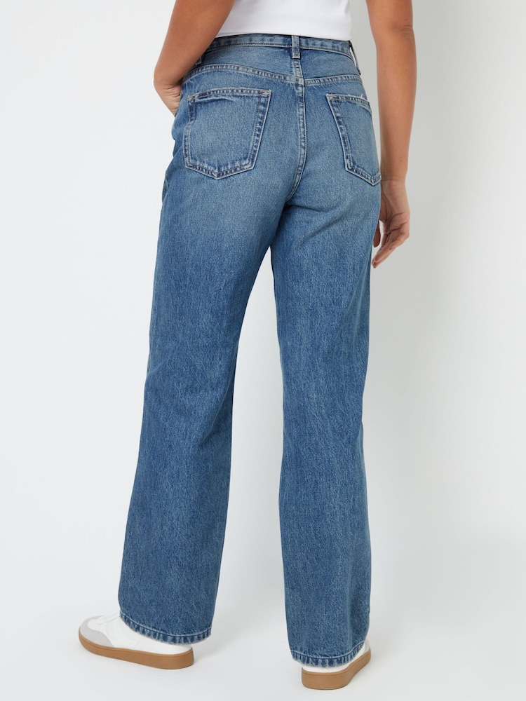 Mittelblau - Threadbare Wide Straight Leg Jeans - Bild 2 von 5 Mittelblau - Threadbare Wide Straight Leg Jeans - Bild 2 von 5