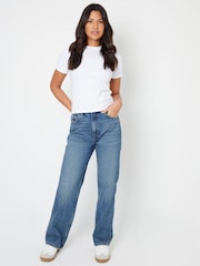 Threadbare Mid Blue Wide Straight Leg Jeans - Image 3 of 5