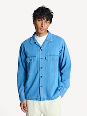 Universal Works Blue Utility Regular Fit Washed Indigo Herringbone Rec Shirt - Image 1 of 6