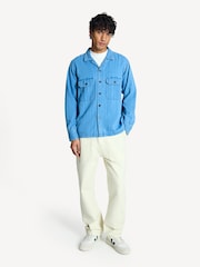 Universal Works Blue Utility Regular Fit Washed Indigo Herringbone Rec Shirt - Image 2 of 6