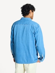Universal Works Blue Utility Regular Fit Washed Indigo Herringbone Rec Shirt - Image 3 of 6