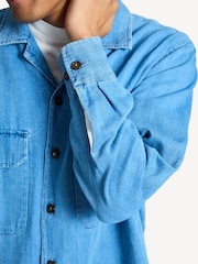 Universal Works Blue Utility Regular Fit Washed Indigo Herringbone Rec Shirt - Image 4 of 6
