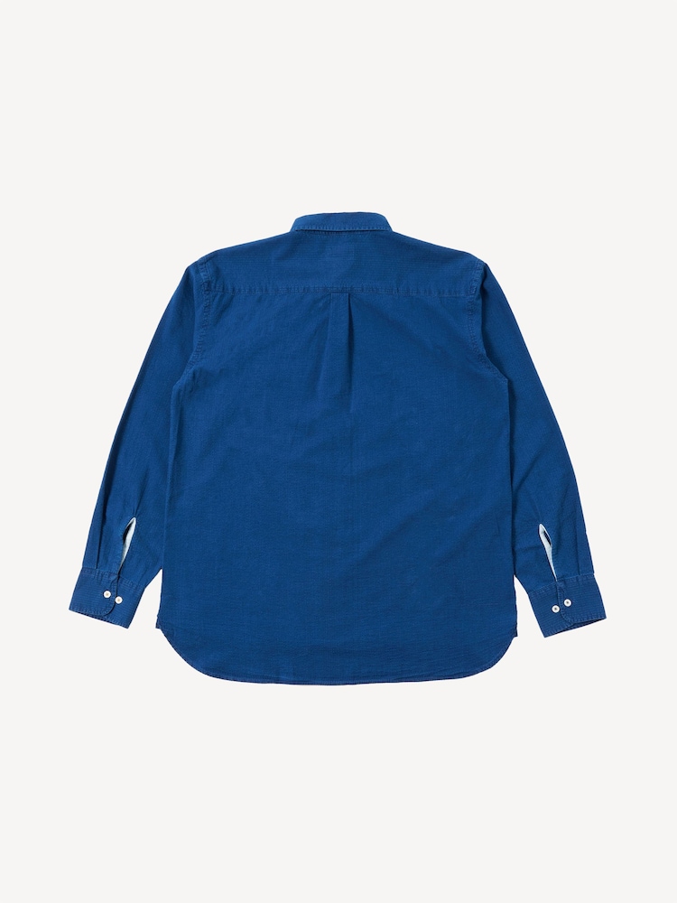 Universal Works Blue Lazy Day Relaxed Fit Washed Seersucker Shirt - Image 2 of 2