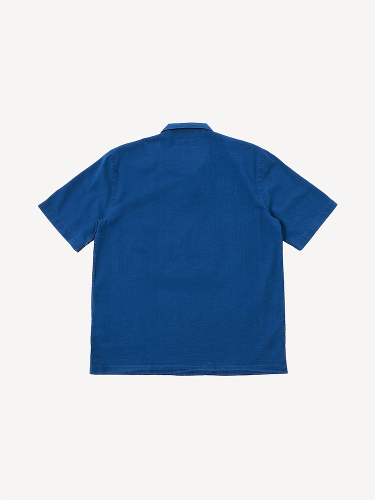 Universal Works Blue Road Regular Fit Washed Seersucker Shirt - Image 2 of 2