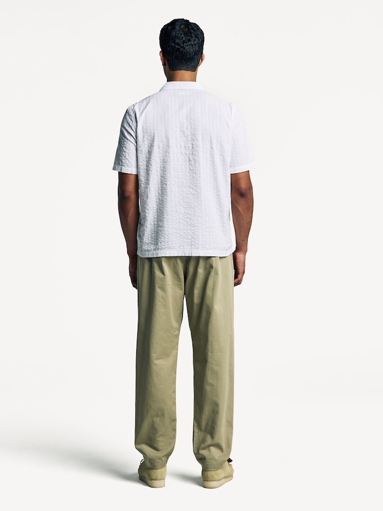 Universal Works White Sal Road Regular Fit Kos Self Stripe Shirt - Image 2 of 6