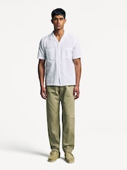 Universal Works White Sal Road Regular Fit Kos Self Stripe Shirt - Image 3 of 6