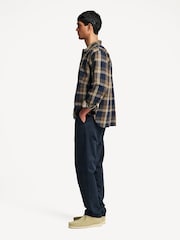 Universal Works Blue Travail Navy/Brown Lincot Big Check Overshirt - Image 3 of 8
